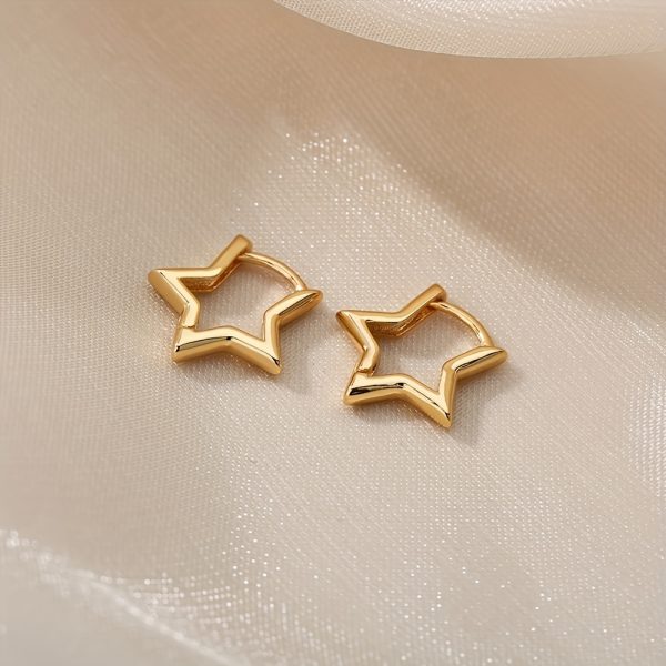 Shimmering Starry Love - 1 Pair Hypoallergenic Stainless Steel Golden Earrings, Chic Couple Jewelry for Enduring Style