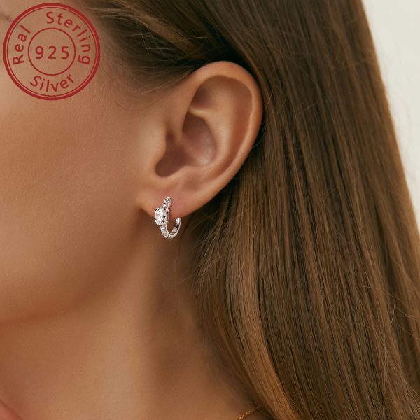 1 Pair of Moissanite Earrings 925 Pure Silvery Women's Oval 5x7mm Moissanite Unconventional Stone Earrings, Silvery Weight 3.18g, Main Stone Moissanite Oval 5x7mm*2, Total Moissanite Carat 1ct+1ct=2ctu002FPair; The Sub Stone Is Zirconia - Image 4