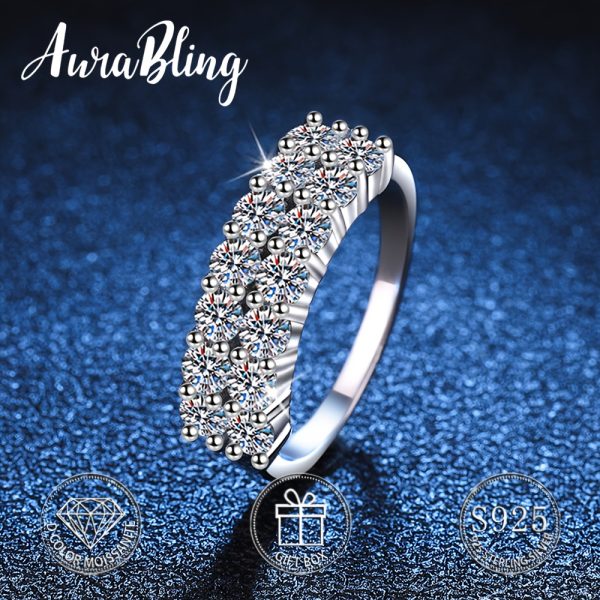 1.4 Carat Men's 925 Sterling Silver Moissanite Solitaire Ring, Engagement Wedding Gift with Gift Box and Cleaning Cloth - Image 2