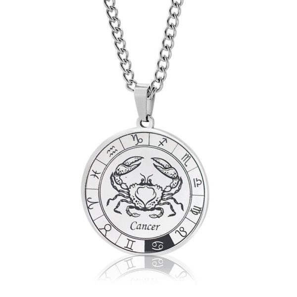Stainless Steel Star Zodiac Necklace 12 Constellation Coin Pendant Necklace For Men Jewelry Gift For Birthday Anniversary - Image 11
