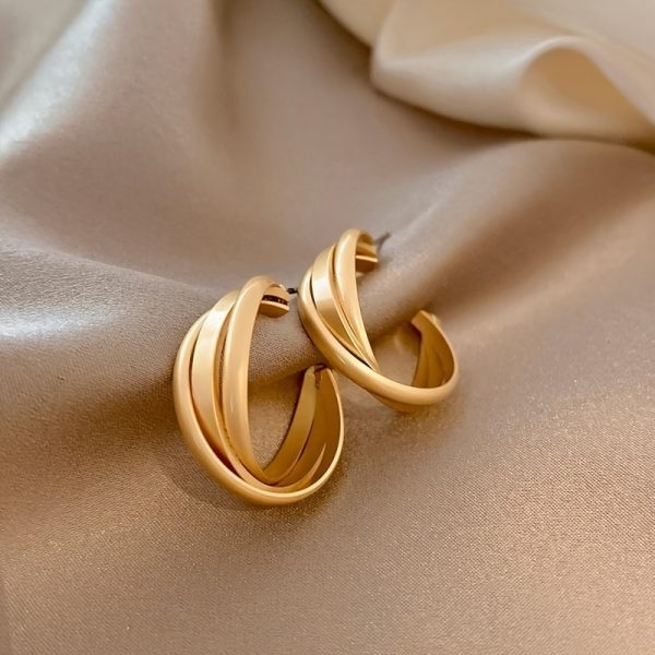10 Pairs High-end Golden Geometric Ring Ear Hooks, Electroplated Non Fading Luxury Earrings for Mom - Image 3