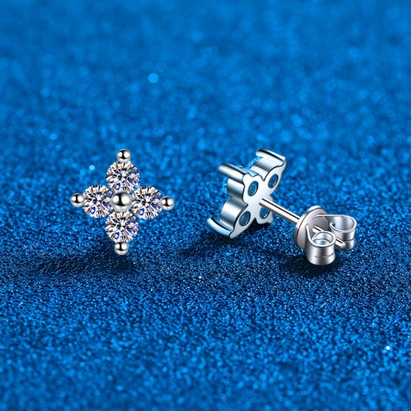 1 Pair of Exquisite S925 Sterling Silver Moissanite Geometric Stud Earrings - Hypoallergenic, Nickel-Free, and Durable - Comes with a Luxurious Gift Box for a Perfect Present
