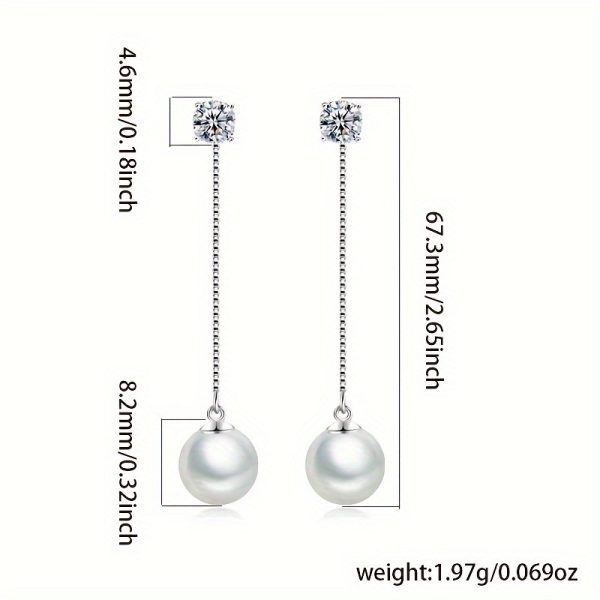 Sterling 925 Silver Freshwater Pearl Dangle Earrings - Drop & Dangle Earrings with Hypoallergenic, Elegant Luxury Style, Daily Casual Wear, and Decorative Pearl Accents for Sensitive Skin - Image 5