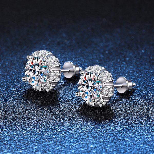 LOVESSOM Elegant 925 Sterling Silvery Moissanite Camellia Stud Earrings - Vintage-Inspired, Perfect for Daily Wear & Gifts on Valentine's, Christmas, Halloween | Includes Gift Box - Image 2
