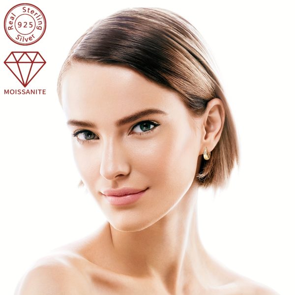 1 Pair Moissanite Earrings 925 Sterling Silvery Ladies Fashion Ring Earrings Round 2.5mm Moissanite Earrings Fashion Simple Daily Earrings, Silvery Weight 4.36g, Moissanite 2.5mm*2pcs, Carat 0.06ct*2pcs - Image 9