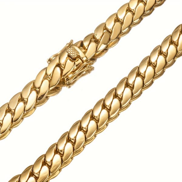 2pcs Stainless Steel Mens Golden Jewelry Set, Cuban Lion Chain Necklace and Bracelet - Image 5