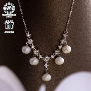 1pc Elegant S925 Sterling Silver Necklace with Freshwater Pearls, Luxurious Fashion Jewelry for Parties and Banquets, Ideal for Anniversary, Birthday, and Holiday Gifts