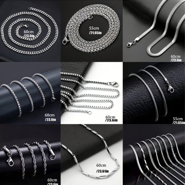 8pcsu002Fset Stainless Steel Fashion Necklace Set, Men's Casual Accessories, Father's Day Gift - Image 3