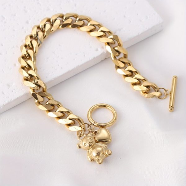 1pc Stylish Unisex Golden Titanium Steel Fashion Bracelet - Hypoallergenic, Water Resistant, Durable, Trendy Accessory for Men and Women - Perfect for Daily Wear, Party, Anniversary, or Gift - Image 4