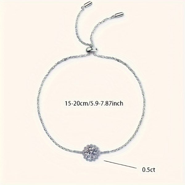 1 Piece 0.5 Carat Round Moissanite Diamond Pull Shrink Bracelet, French Romance, Suitable For Daily Wear Mother's Day Valentine's Day Anniversary Gift Birthday Gift, Give Her Unlimited Love, With Exquisite Gift Box - Image 4