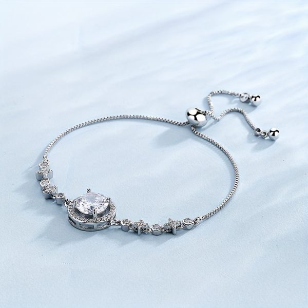 Moissanite Bracelet for Women 925 Sterling Silver, Dainty Link Bracelet Valentine's day Birthday Jewellery Gift for Women Girls Her, Moissanite Diamond Tennis Bracelet Fashion Jewelry, - Image 5