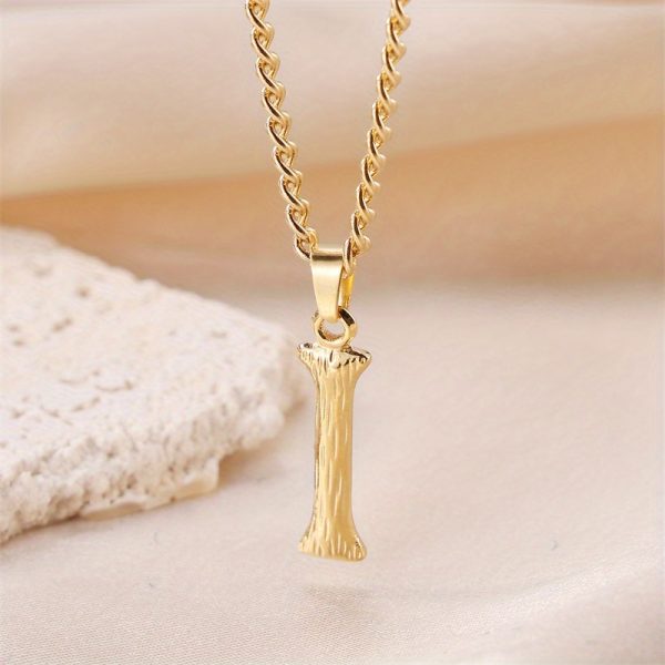 1pc Novel Trendy Stainless Steel Electroplated Golden English 26 Letters Fashion Pendant Necklace For Men And Women - Image 26