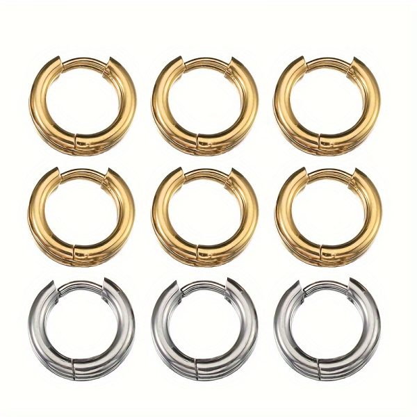 10pcs Golden Round Circle Pendant Buckle Stainless Steel Small Hoop Earrings - Durable, Hypoallergenic, and Versatile DIY Jewelry Making Supplies for Crafting Unique Earrings - Perfect for Jewelry Makers, Crafters, and Fashion Enthusiasts - Image 9