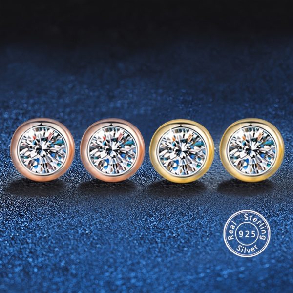 Luxurious Moissanite Inlaid 925 Sterling Silver Round Stud Earrings - Hypoallergenic, Delicate, Elegant, and Durable - Perfect for Sensitive Skin, Everyday Wear, and Special Occasions - Image 3