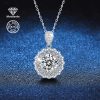 BLOVEMEE Elegant 925 Sterling Silver 5 Carat Moissanite Snowflake Pendant Necklace, Luxury Fine Jewelry for Women, Ideal for Wedding, Banquet, Anniversary, Valentine's, Christmas Gift
