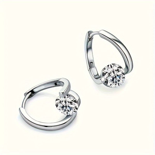 2ctu002Fpair Moissanite Earrings Elegant Simple Bridal Wedding Jewelry 925 Sterling Silver Hoop Earrings For Women Engagement Wedding Party Jewelry For Friends Family Lover Birthday Gift - Image 6