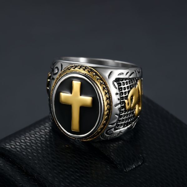 1pc Exquisite 316L Stainless Steel Prayer Hand Cross Ring for Men - Durable, Hypoallergenic, Comfortable, and Stylish Party Jewelry for Everyday Wear - Image 4