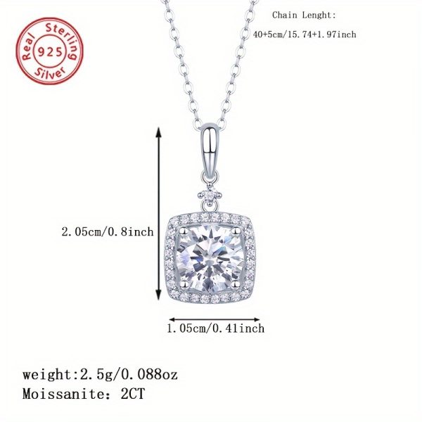 Elegant 2 Carat Moissanite Pendant Necklace in 925 Sterling Silvery - Perfect for Daily Wear, Parties, Valentine's, Christmas, Thanksgiving & Anniversary Gifts - Image 4