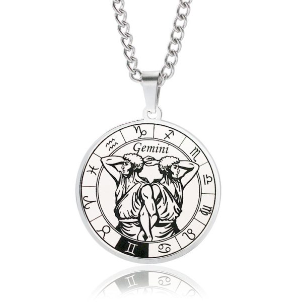 Stainless Steel Star Zodiac Necklace 12 Constellation Coin Pendant Necklace For Men Jewelry Gift For Birthday Anniversary - Image 10