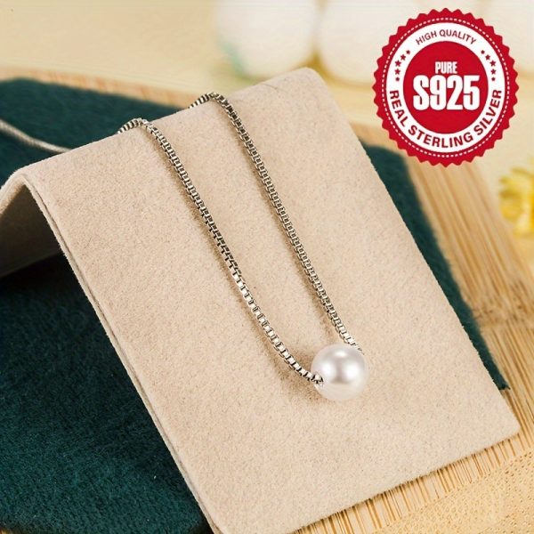 White Shell Pearls Pendant Necklace 925 Sterling Silver Neck Chain Jewelry Decoration - Image 8