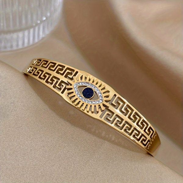 1pc Vintage Black Eyes Design Stainless Steel Bangle, For Men Women Couple - Image 5