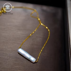 Elegant Freshwater Pearl Necklace - Natural, Irregular Rectangular Baroque Design with Aurora Shine, Perfect for Casual Attire & Gifting