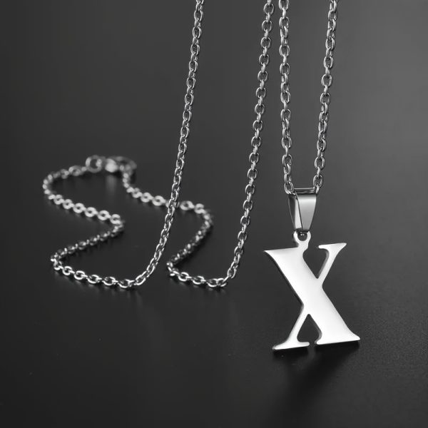 1pc Chic Stainless Steel Initial Pendant Necklace - Personalized Cool Design - Hypoallergenic Birthday Gift for Family & Teenagers - Image 26