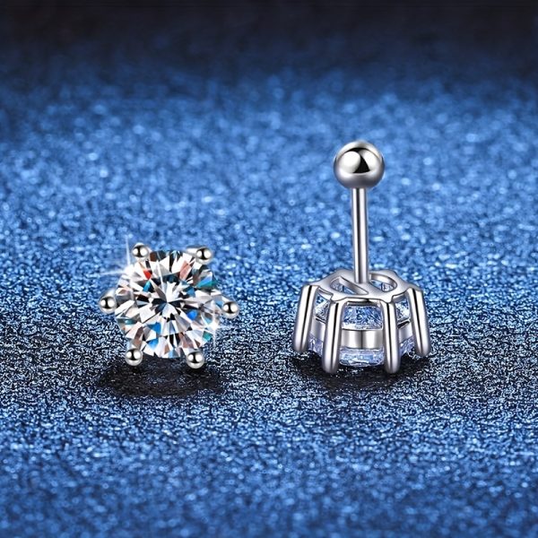 AuraBling 1pair S925 Classic Moissanite Earrings, Stud Earrings - Image 2