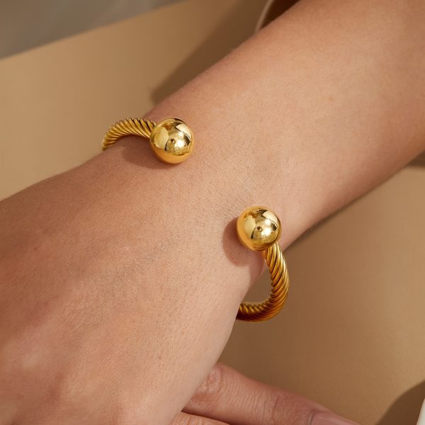 Stylish Twisted Cable Cuff Bangle Bracelet - Adjustable Elastic Stainless Steel Design, Comfortable Fit, Durable, Water Resistant, Hypoallergenic, Perfect Accessory for Women, Elegant Gift Idea - Image 3