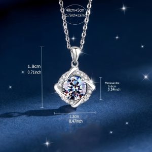 Lady's Moissanite Pendant Set Chain 925 Silver Plated Women's Fashion Accessories