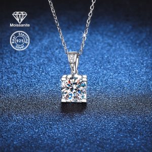 Elegant 1 Carat Moissanite Pendant Necklace in 925 Sterling Silvery - Perfect for Valentine's Day, Christmas & Anniversary Gifts | BLOVEMEE Luxury Fashion Jewelry for Women | Versatile & Chic Accessory