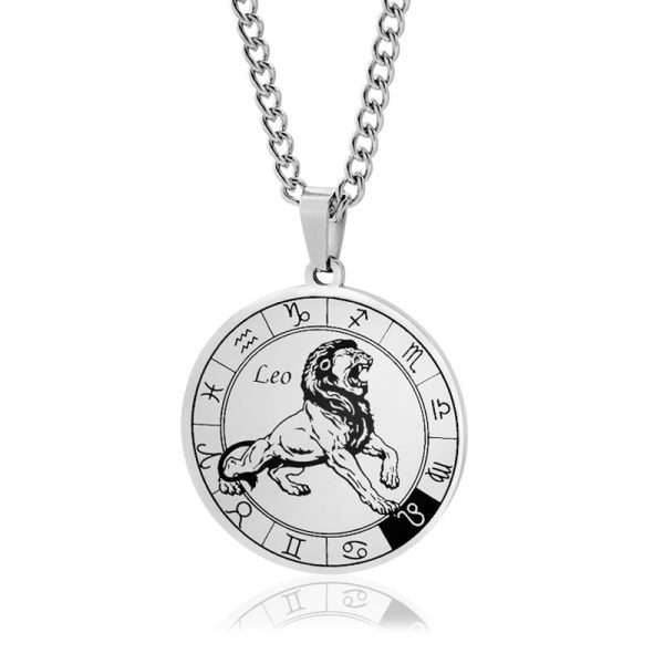 Stainless Steel Star Zodiac Necklace 12 Constellation Coin Pendant Necklace For Men Jewelry Gift For Birthday Anniversary - Image 12