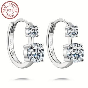 1 Pair of Moissanite Earrings 925 Pure Silvery Women's Earrings Round 6.5mm & 4mm Moissanite Earrings Fashion Earrings Jewelry Birthday Gift with GRA Certificate, Silvery Weight About 3.85g, Moissanite 6.5mm-2pcs, 4mm-2pcs, Total Carat 1.3ct+1.3ct=2.6ctu002FPair