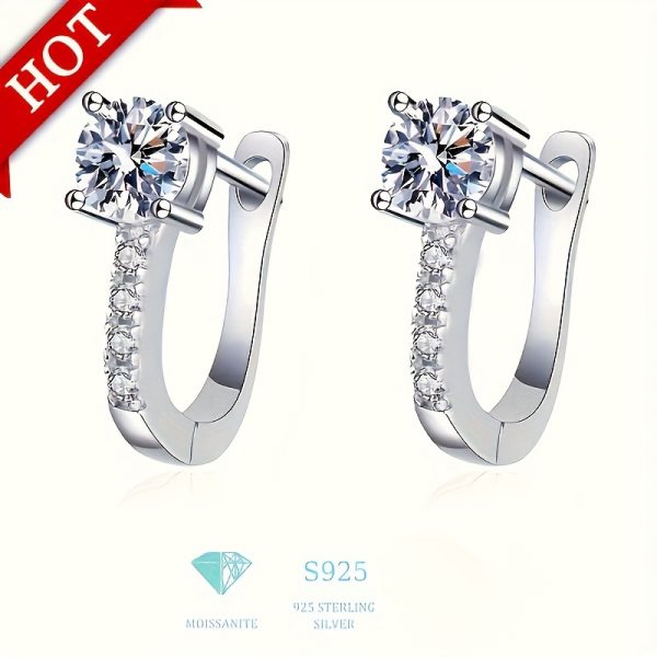 Real Moissanite Decor Silvery Stud Earrings Sterling 925 Silver Jewelry Elegant Minimalist Style Daily Wear Accessories - Image 4