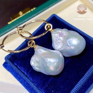 Baroque Freshwater Pearl Drop Earrings 5A Quality - French Style Dangle Jewelry, Natural Stone, 925 Sterling Silver Hooks for Women, Perfect for Daily Wear, Vacation, Valentine's Holiday Gift - No Plating, Elegant Gift Box Included