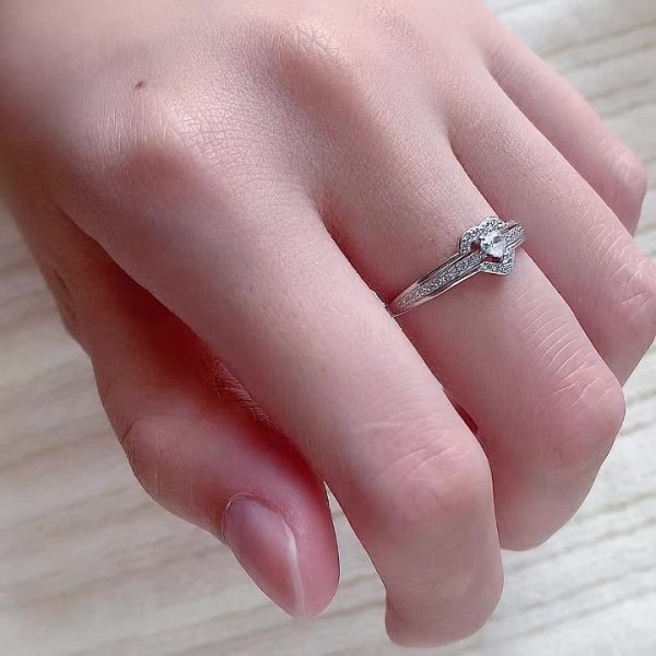1.6g 0.06oz 925 Sterling Silver Cute Heart Design Ring with Inlaid Shining Zirconia, High-Quality Jewelry for Female, Dainty Gift for Your Love - Image 9