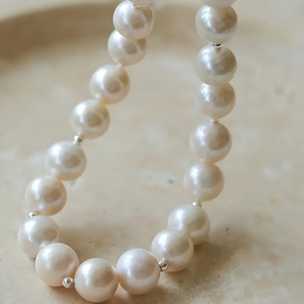 Elegant Freshwater Pearl Necklace with 14K Gold-Plated Clasp - Classic Round & Irregular Design, Perfect for Casual Attire or Vacation, Ideal Valentine's Gift - Image 5