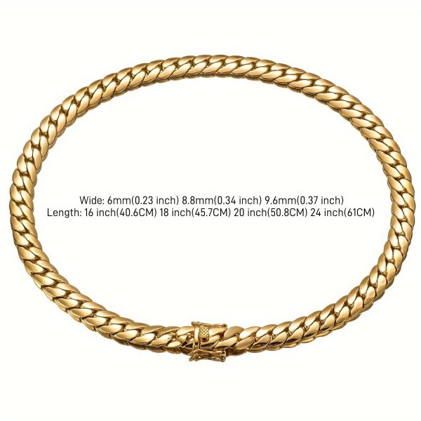 2pcs Stainless Steel Mens Golden Jewelry Set, Cuban Lion Chain Necklace and Bracelet - Image 7