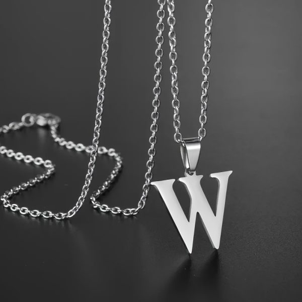 1pc Chic Stainless Steel Initial Pendant Necklace - Personalized Cool Design - Hypoallergenic Birthday Gift for Family & Teenagers - Image 25