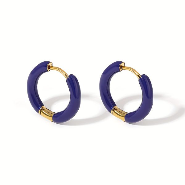 1Pair 18mm Stainless Steel Hoop Earring Stackable - Trendy Dopamine Color Jewelry For Unisex Women Men - Image 21