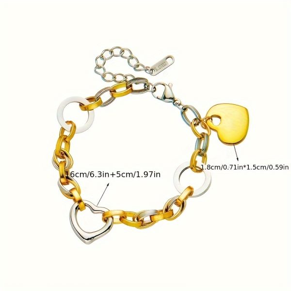Golden Stainless Steel Love Pendant Bracelet for Men and Women - Image 4