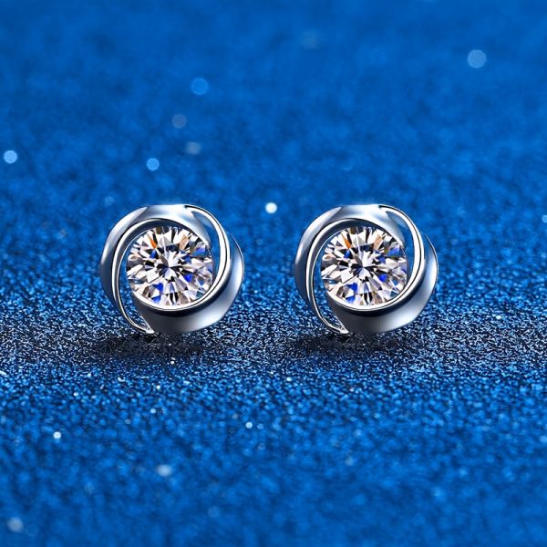 1pair S925 Simple Moissanite Round Stud Earrings For Men, Daily Couple Ear Jewelry, With Gift Box - Image 6