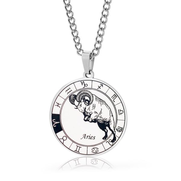 Stainless Steel Star Zodiac Necklace 12 Constellation Coin Pendant Necklace For Men Jewelry Gift For Birthday Anniversary - Image 8