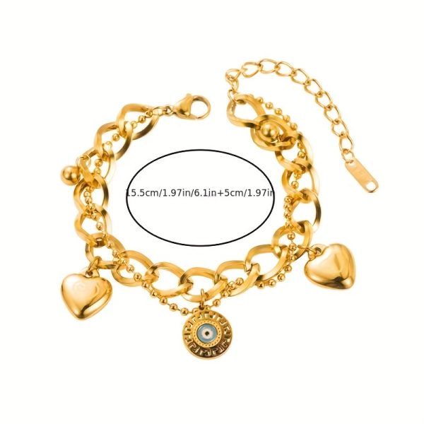 1pc Golden Stainless Steel Trendy Jewelry Enamel Painted Versatile Men's And Women's Couple Retro Daily Street Party Bracelet - Image 4