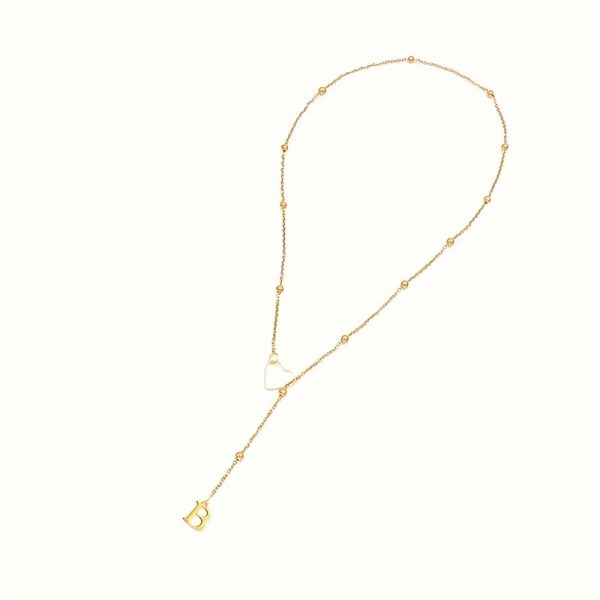 18K Gold Plated Y-Necklace with Heart and Initial Pendant - Stainless Steel Elegant Sexy Alphabet Letter Charm Long Lariat Necklace for Women, Perfect for Daily and Party Occasions, No Stone Setting - Pack of 1 - Image 5