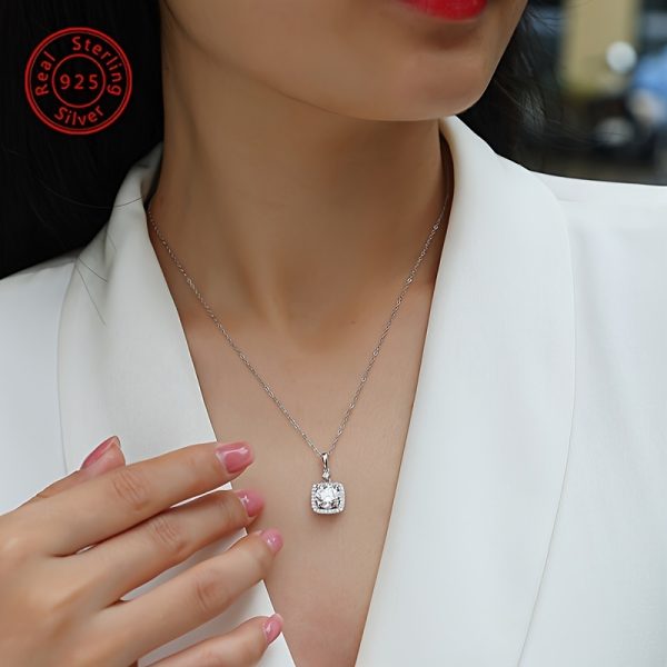 Elegant 2 Carat Moissanite Pendant Necklace in 925 Sterling Silvery - Perfect for Daily Wear, Parties, Valentine's, Christmas, Thanksgiving & Anniversary Gifts - Image 2