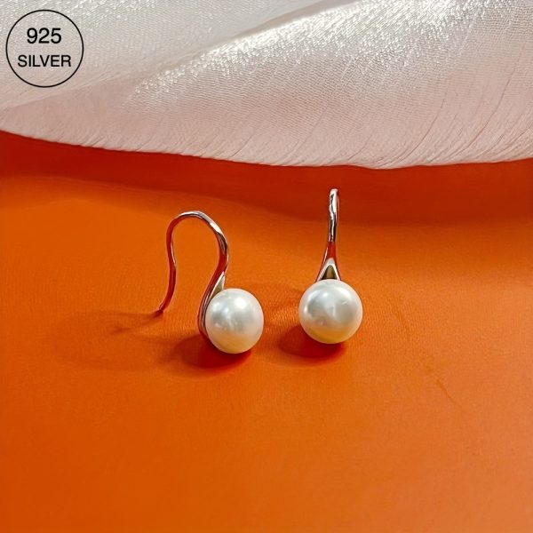 925 Silver Freshwater Pearl Drop Earrings Elegant Jewelry Formal Dress Banquet Female Ear Accessories - Image 4