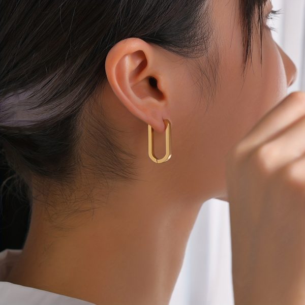 Hypoallergenic Ear Jewelry Stainless Steel Golden U Shape Hoop Earrings Elegant Simple Style All-match Ear Jewelry - Image 5