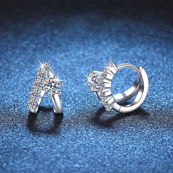 925 sterling silver 0.3 carat * 2 moissanite earrings for men and women couples hip-hop rock design Mother's Day Valentine's Day birthday anniversary New Year gift jewelry daily wear travel with gift box about 3g - Image 2
