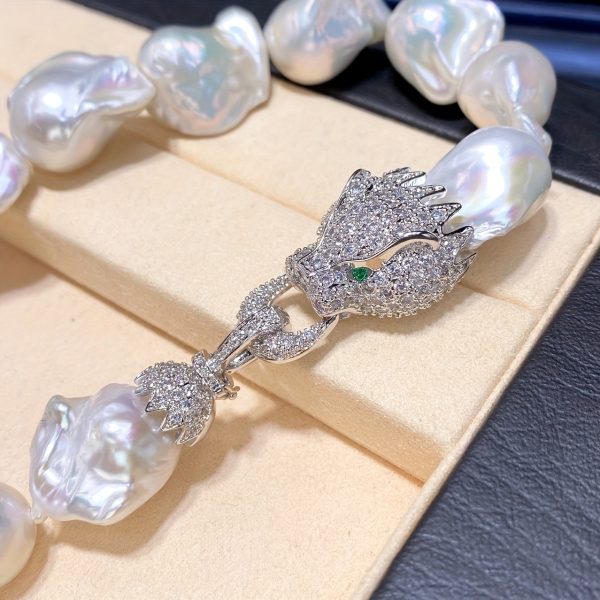 Elegant Baroque Freshwater Pearl Necklace for Women - Large Irregular Pearls, French-Inspired Personalized Collar Chain with Gift Box - Image 4